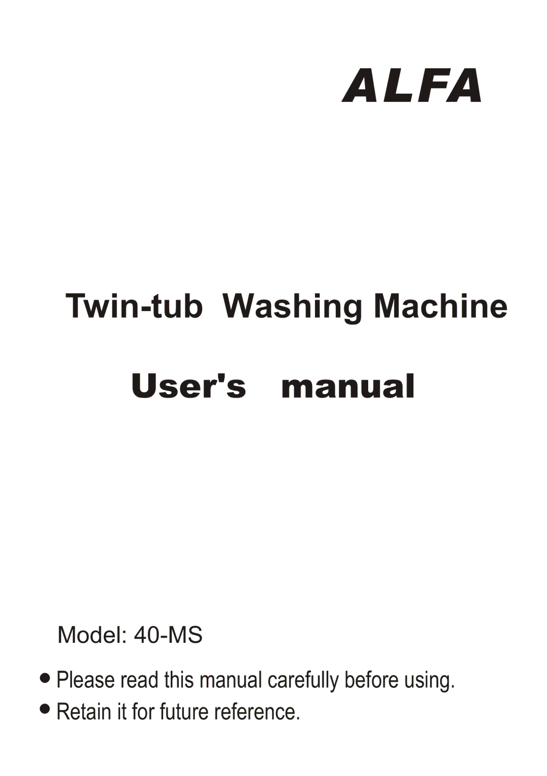 ALFA 40-MS user manual Alfa 