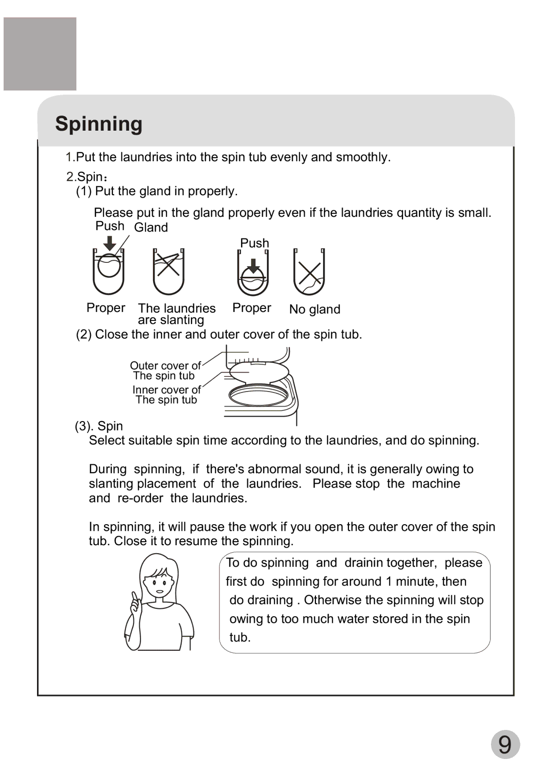 ALFA 40-MS user manual Spinning 