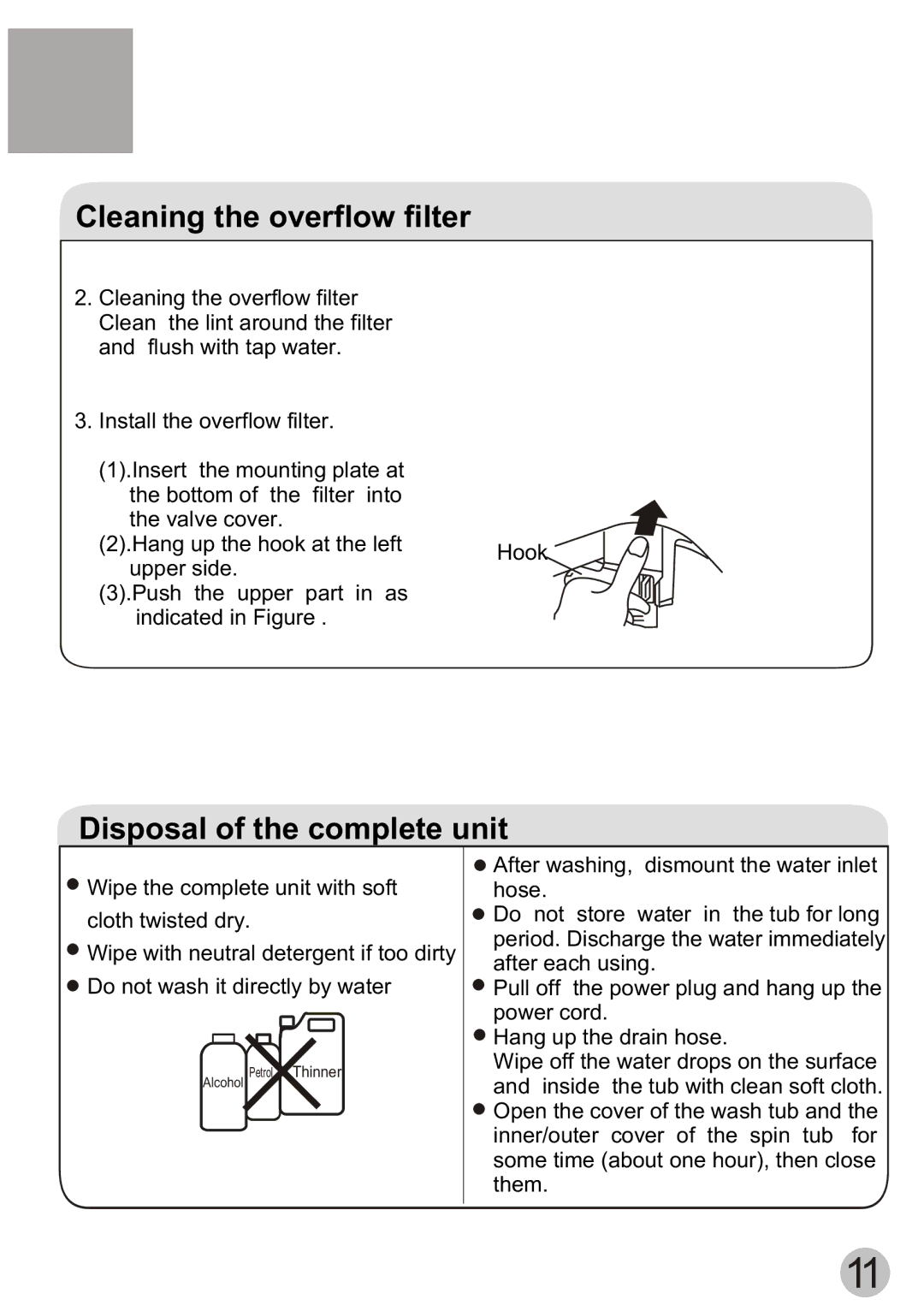 ALFA 40-MS user manual Cleaning the overflow filter 