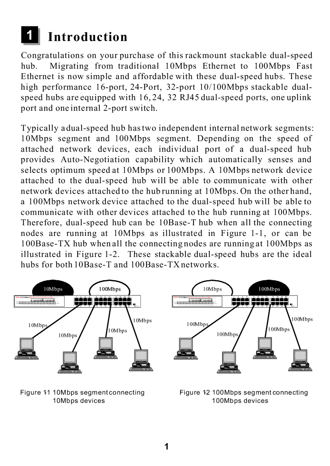 ALFA ADH32SB, ADH16SB, ADH24SB manual Introduction, 10Mbps segment connecting 