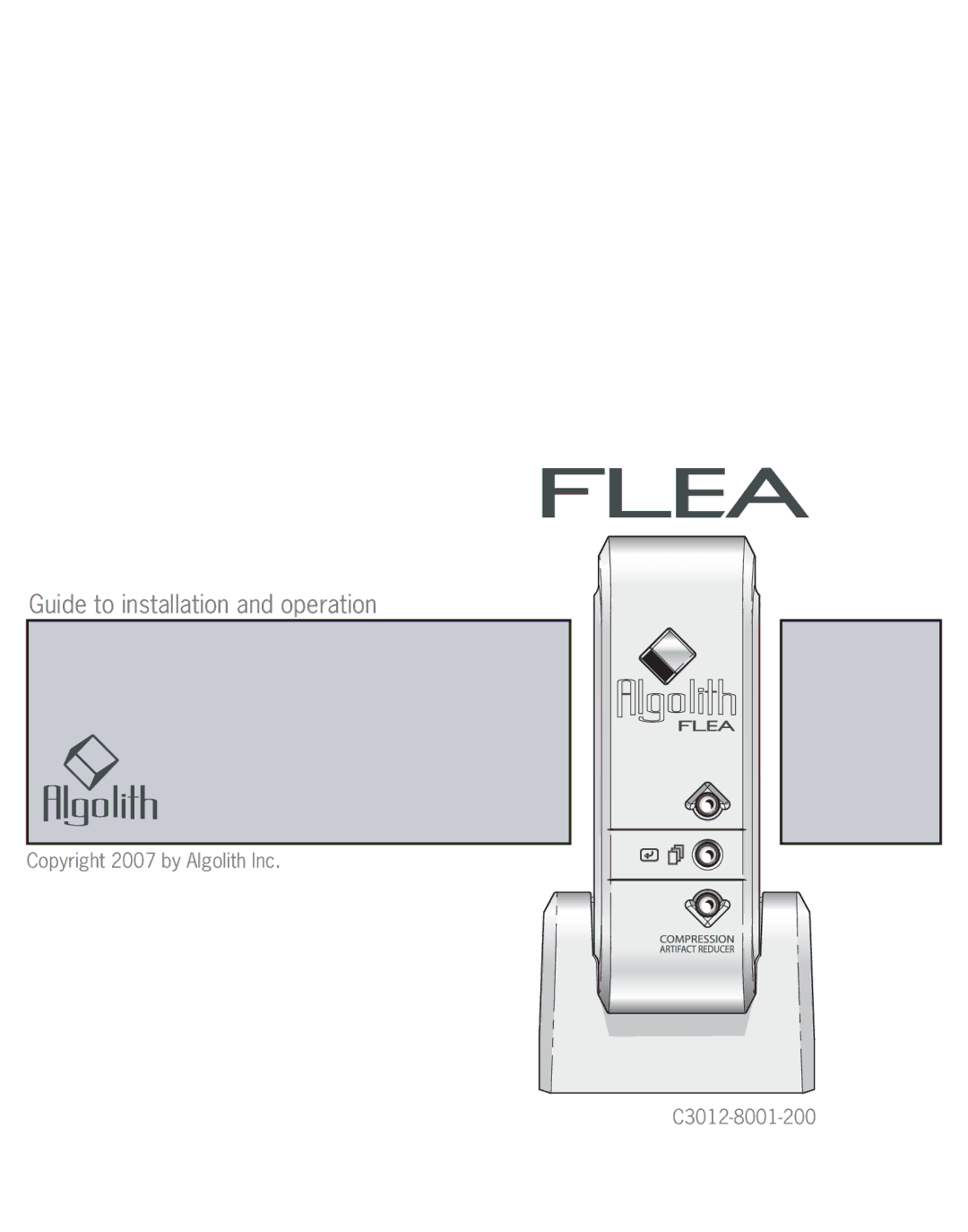 Algolith C3012-8001-200 manual Guide to installation and operation 