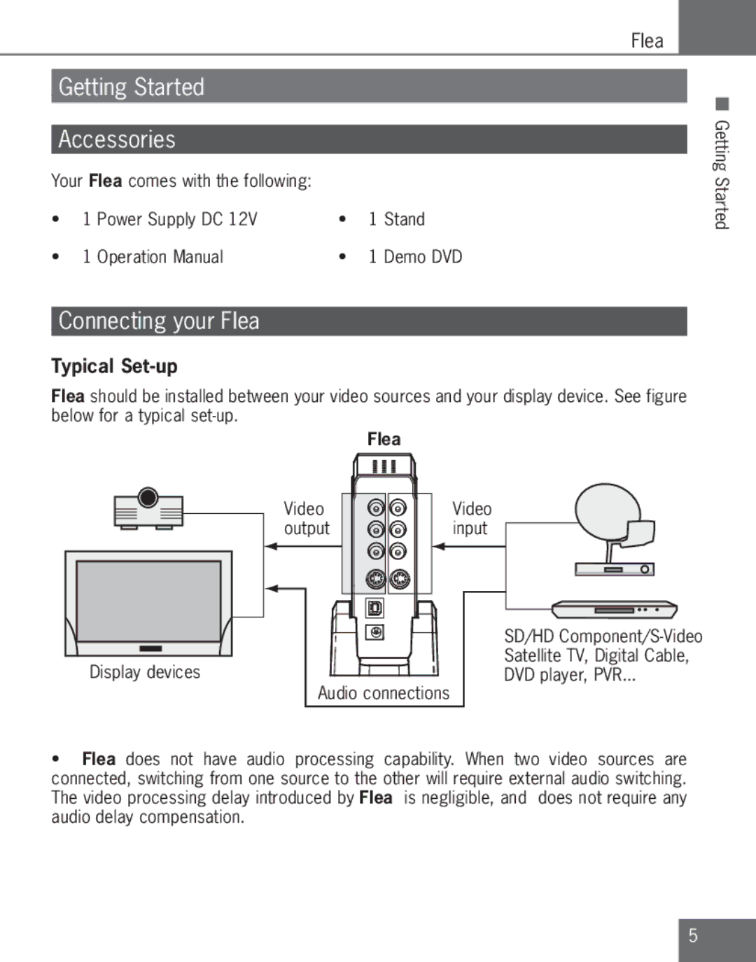 Algolith C3012-8001-200 manual Getting Started Accessories, Connecting your Flea, Typical Set-up 