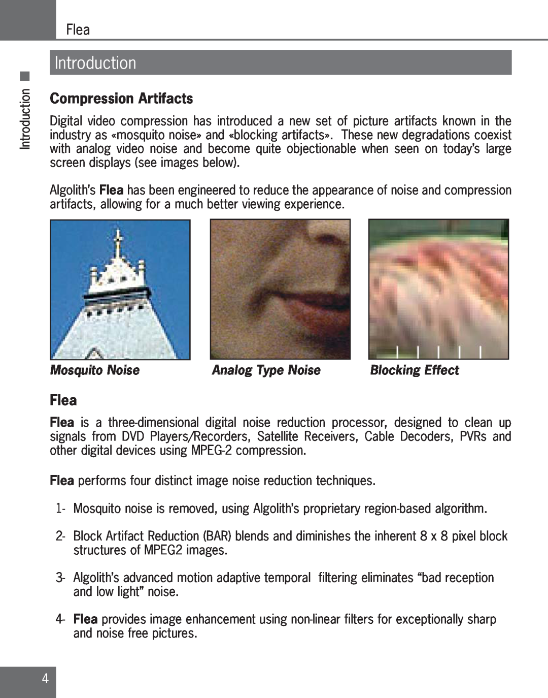 Algolith C3012-8001-200 manual Introduction, Compression Artifacts, Flea 
