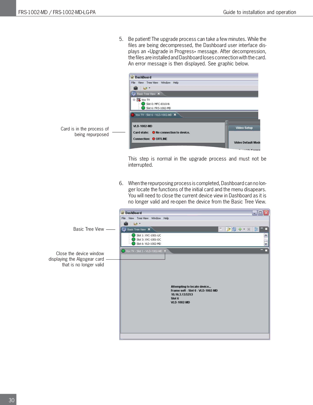 Algolith FRS-1002-MD operation manual Card is in the process of being repurposed 