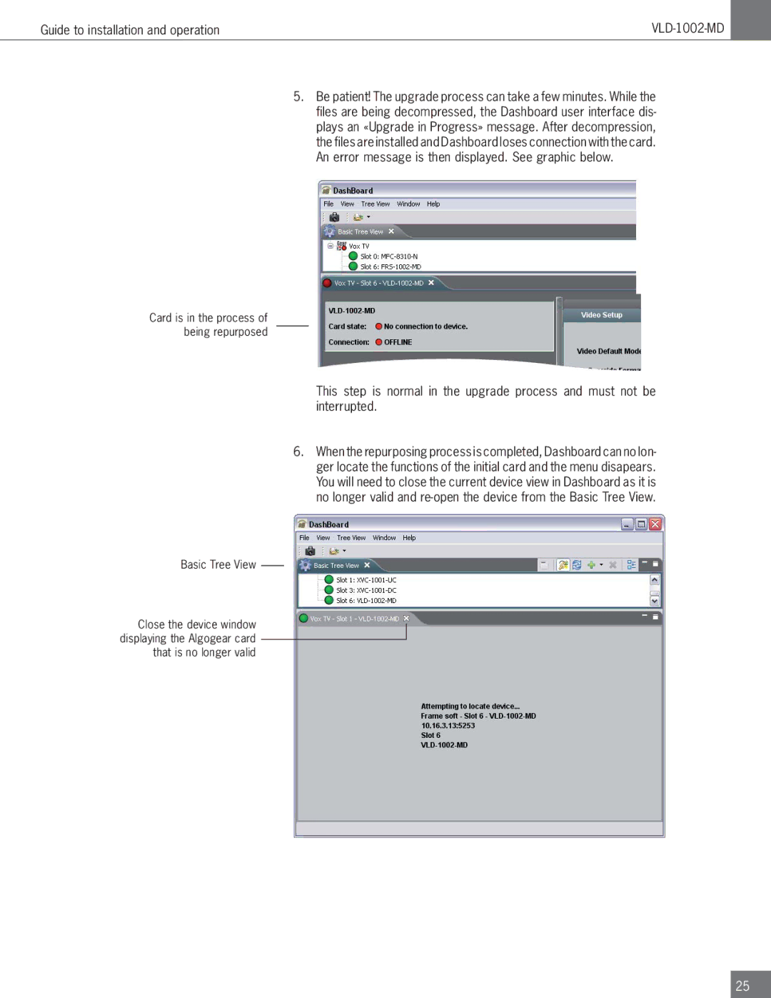 Algolith VLD-1002-MD operation manual Card is in the process of being repurposed 