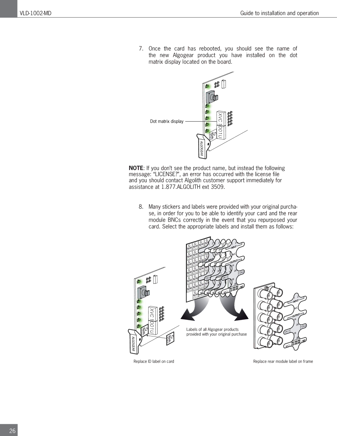 Algolith VLD-1002-MD operation manual Dot matrix display 