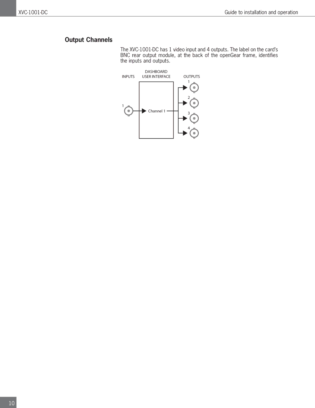 Algolith XVC-1001-DC operation manual Output Channels 