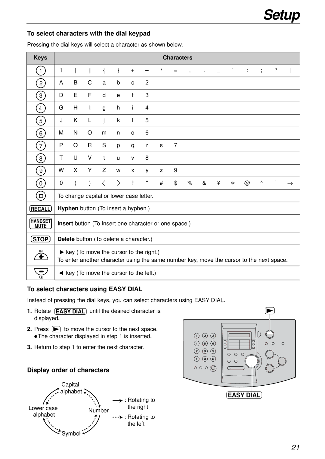 Alice & Law KX-FL501AL, KX-FL501NZ manual To select characters with the dial keypad, To select characters using Easy Dial 