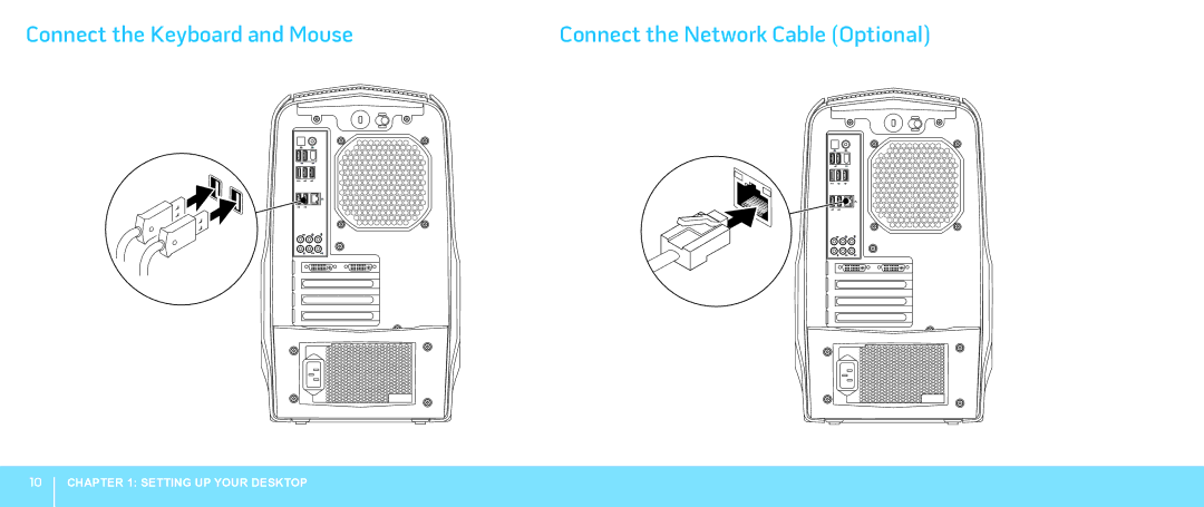 Alienware Aurora manual Connect the Keyboard and Mouse 