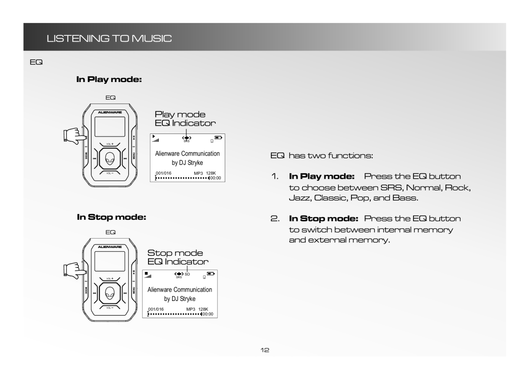 Alienware CE-IV manual Stop mode 