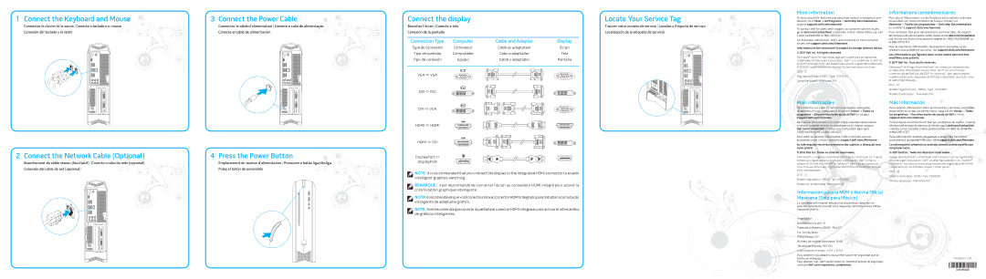 Alienware D05S manual Press the Power Button, Computer, More Information, Mais informações Informations complémentaires 