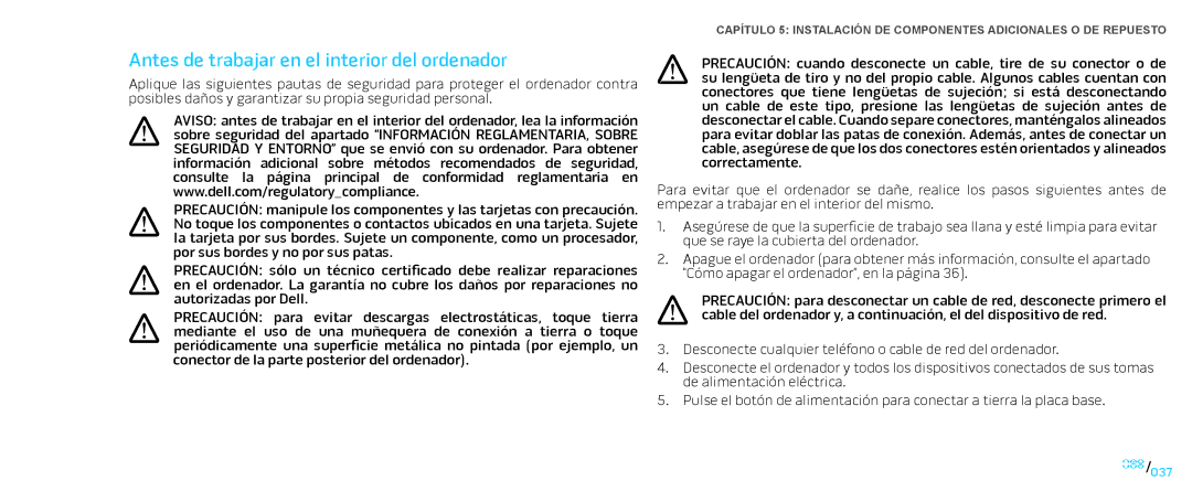 Alienware D0IX manual Antes de trabajar en el interior del ordenador 