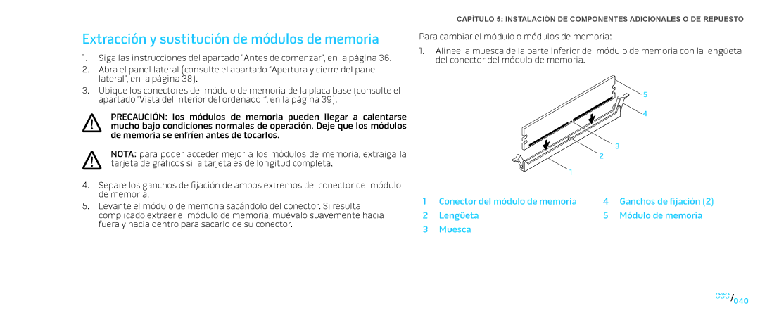 Alienware D0IX manual Extracción y sustitución de módulos de memoria 