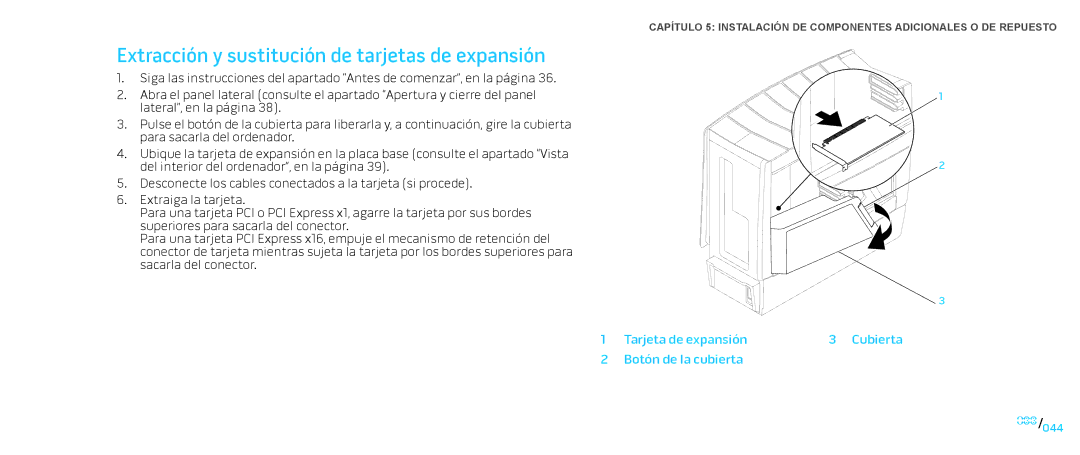 Alienware D0IX manual Extracción y sustitución de tarjetas de expansión 