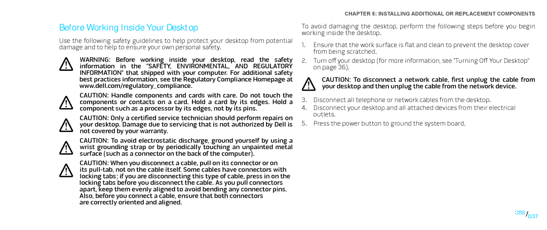 Alienware D0IX001 manual Before Working Inside Your Desktop 