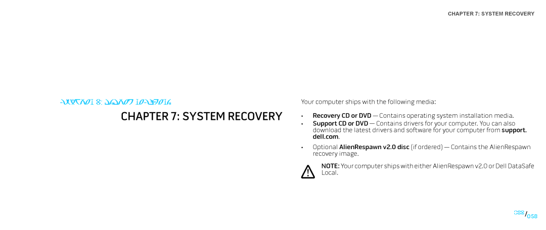 Alienware D0IX001 manual System Recovery 