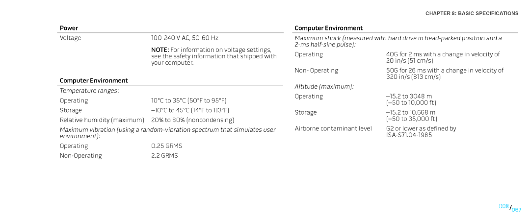 Alienware D0IX001 manual Non-Operating Grms 