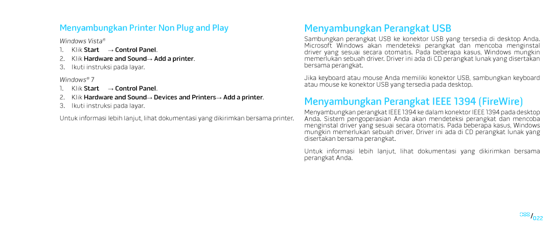 Alienware D0IX001 manual Menyambungkan Perangkat USB, Menyambungkan Perangkat Ieee 1394 FireWire 