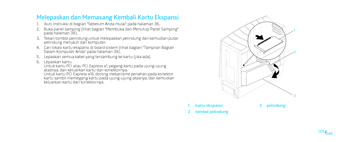 Alienware D0IX001 manual Melepaskan dan Memasang Kembali Kartu Ekspansi 