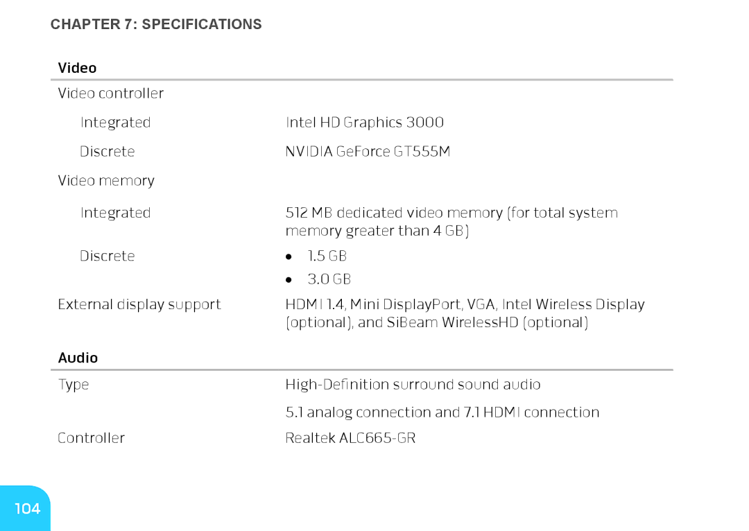 Alienware M14X manual 104 