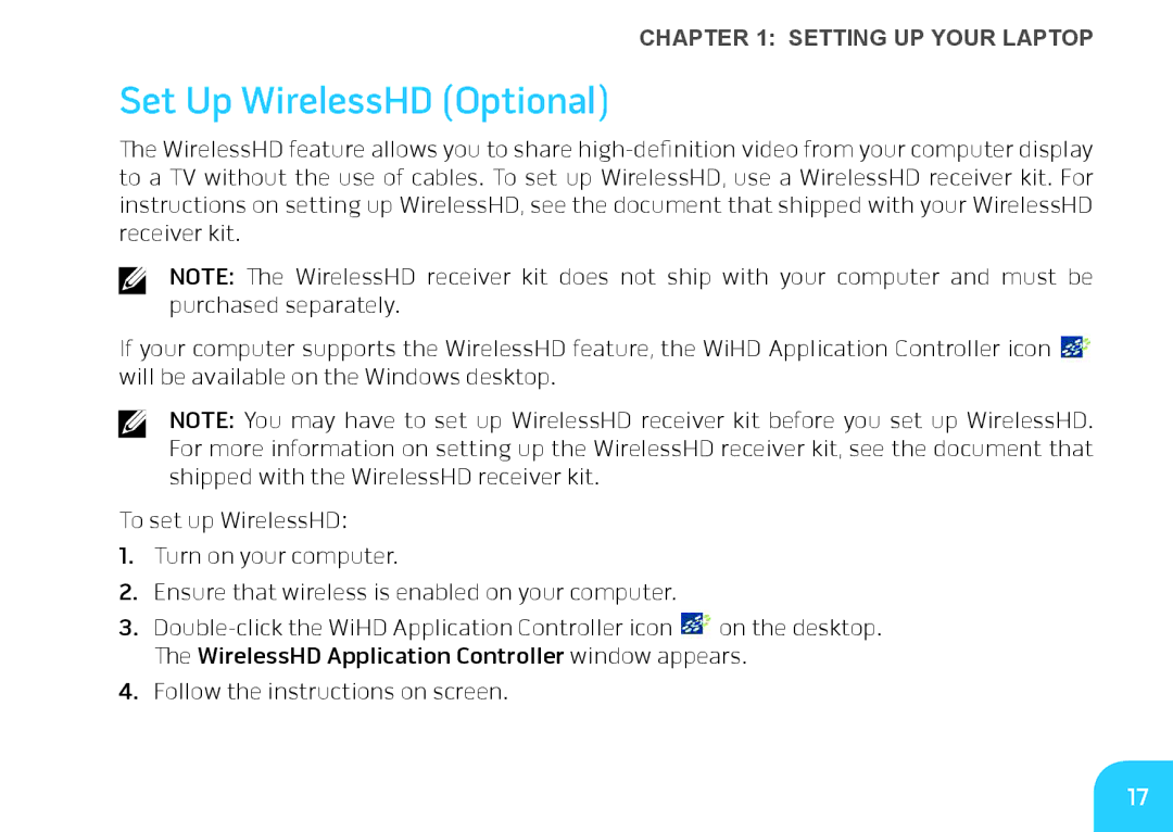 Alienware M14X manual Set Up WirelessHD Optional 