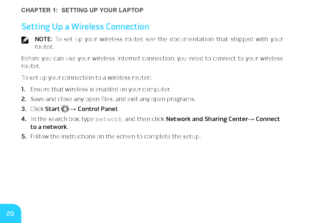 Alienware M14X manual Setting Up a Wireless Connection 