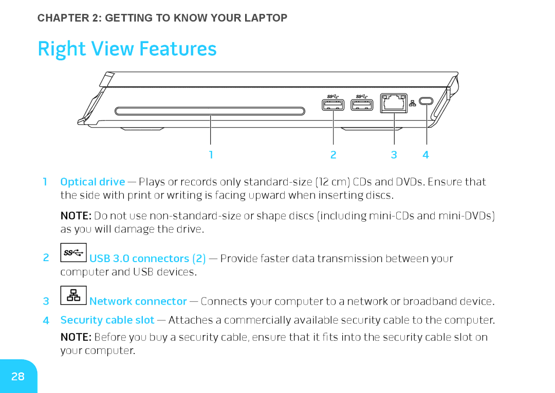 Alienware M14X manual Right View Features 