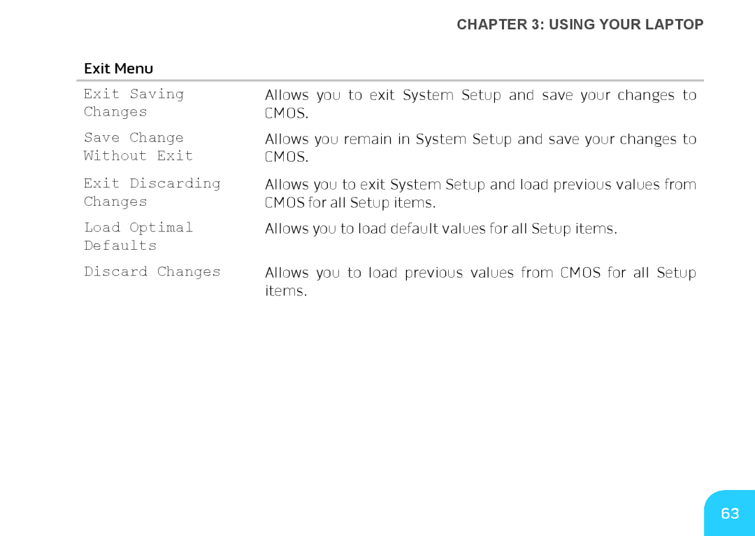 Alienware M14X manual Exit Saving 