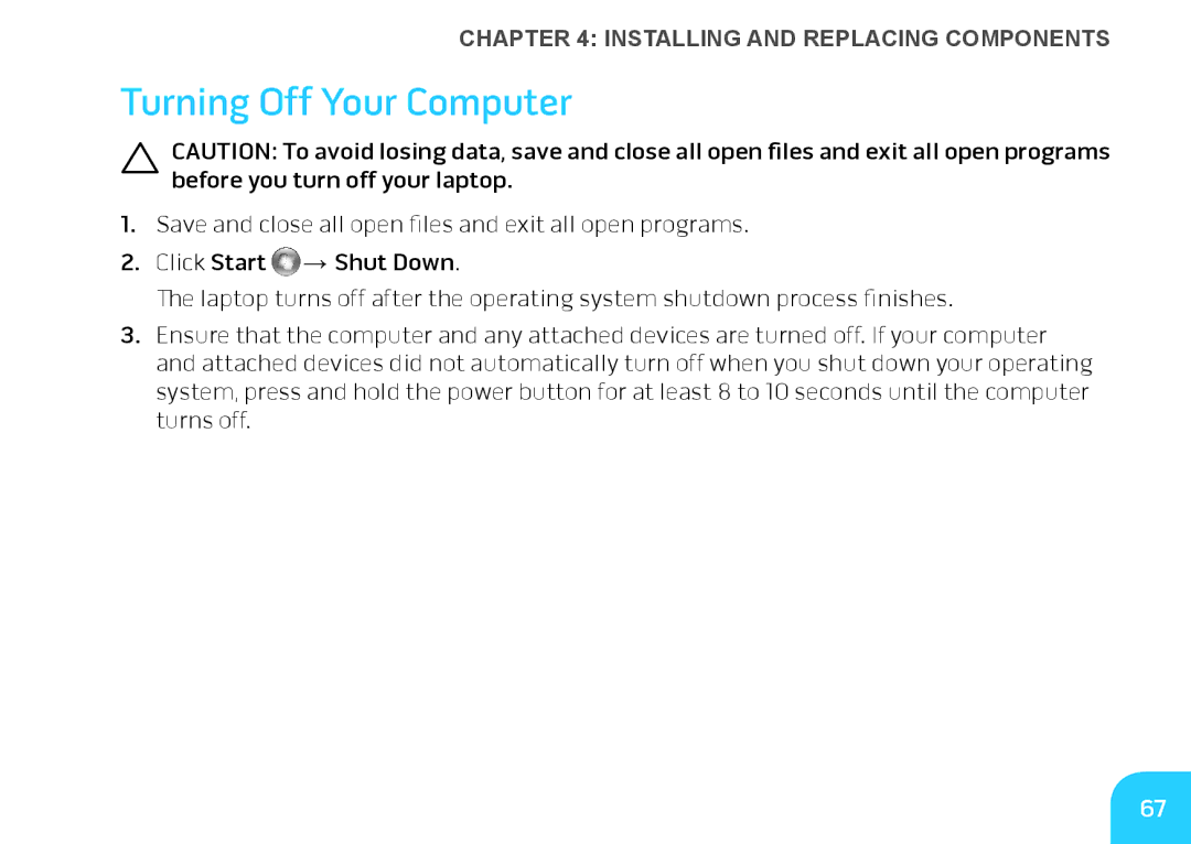 Alienware M14X manual Turning Off Your Computer 