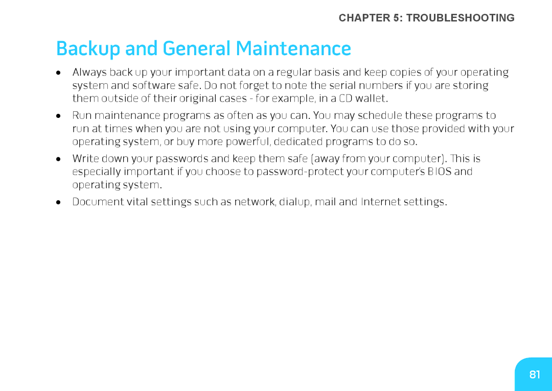 Alienware M14X manual Backup and General Maintenance 