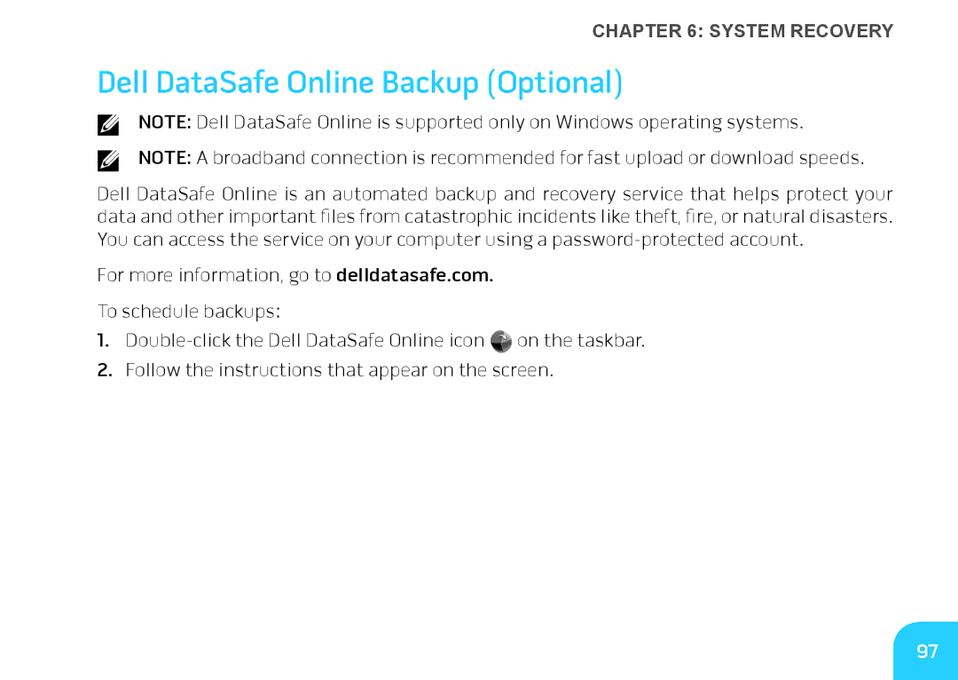 Alienware M14X manual Dell DataSafe Online Backup Optional 