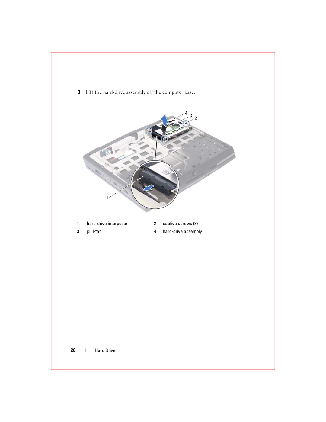 Alienware M14XR2 owner manual Lift the hard-drive assembly off the computer base 