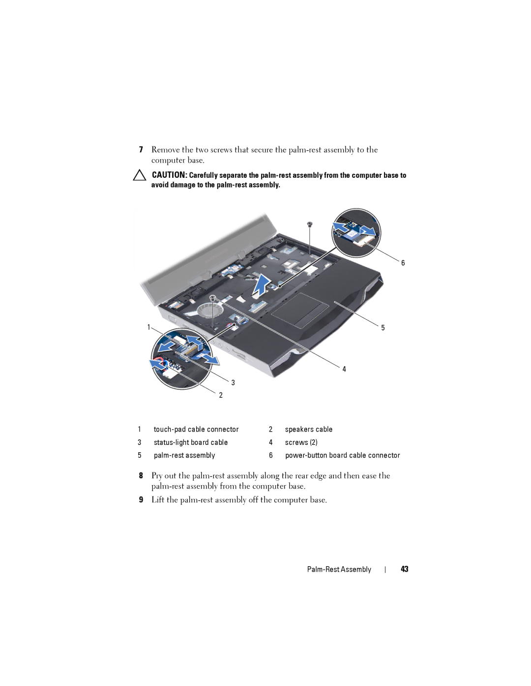 Alienware M14XR2 owner manual Power-button board cable connector 