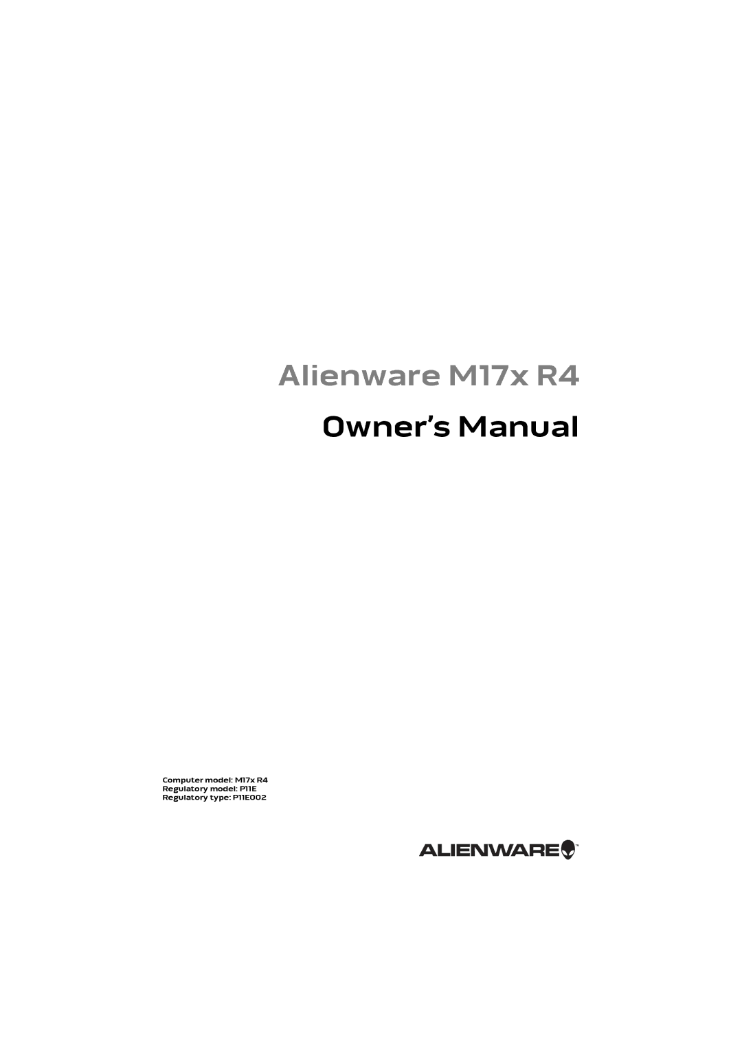 Alienware M17X R4 owner manual Alienware M17x R4 