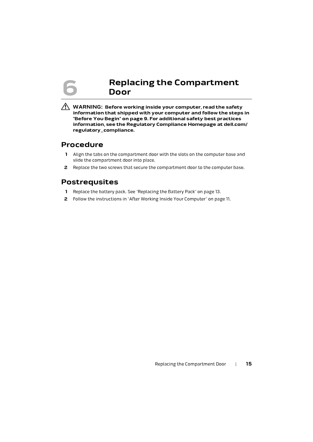 Alienware M17X R4 owner manual Replacing the Compartment 