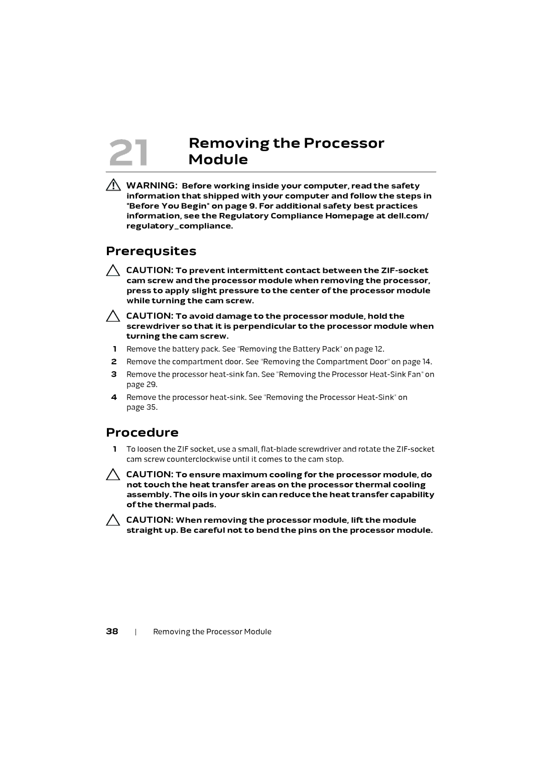 Alienware M17X R4 owner manual Removing the Processor, Module 