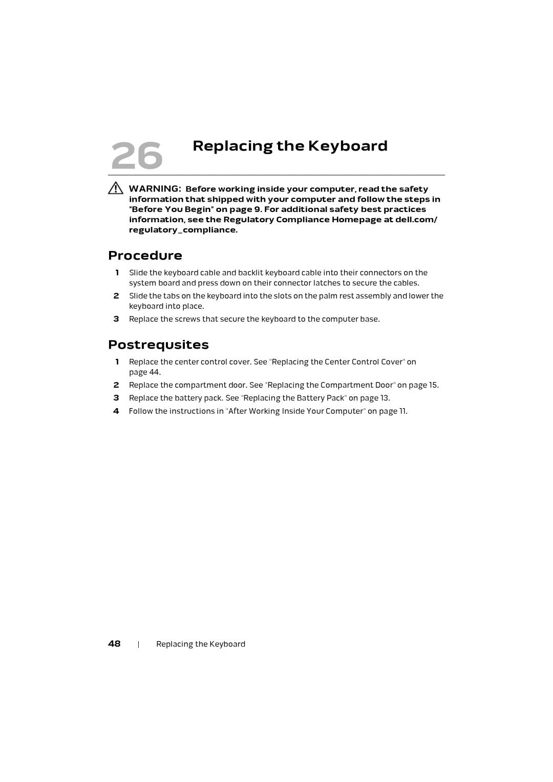 Alienware M17X R4 owner manual Replacing the Keyboard 