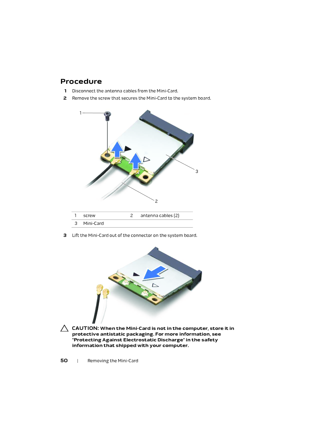 Alienware M17X R4 owner manual Removing the Mini-Card 