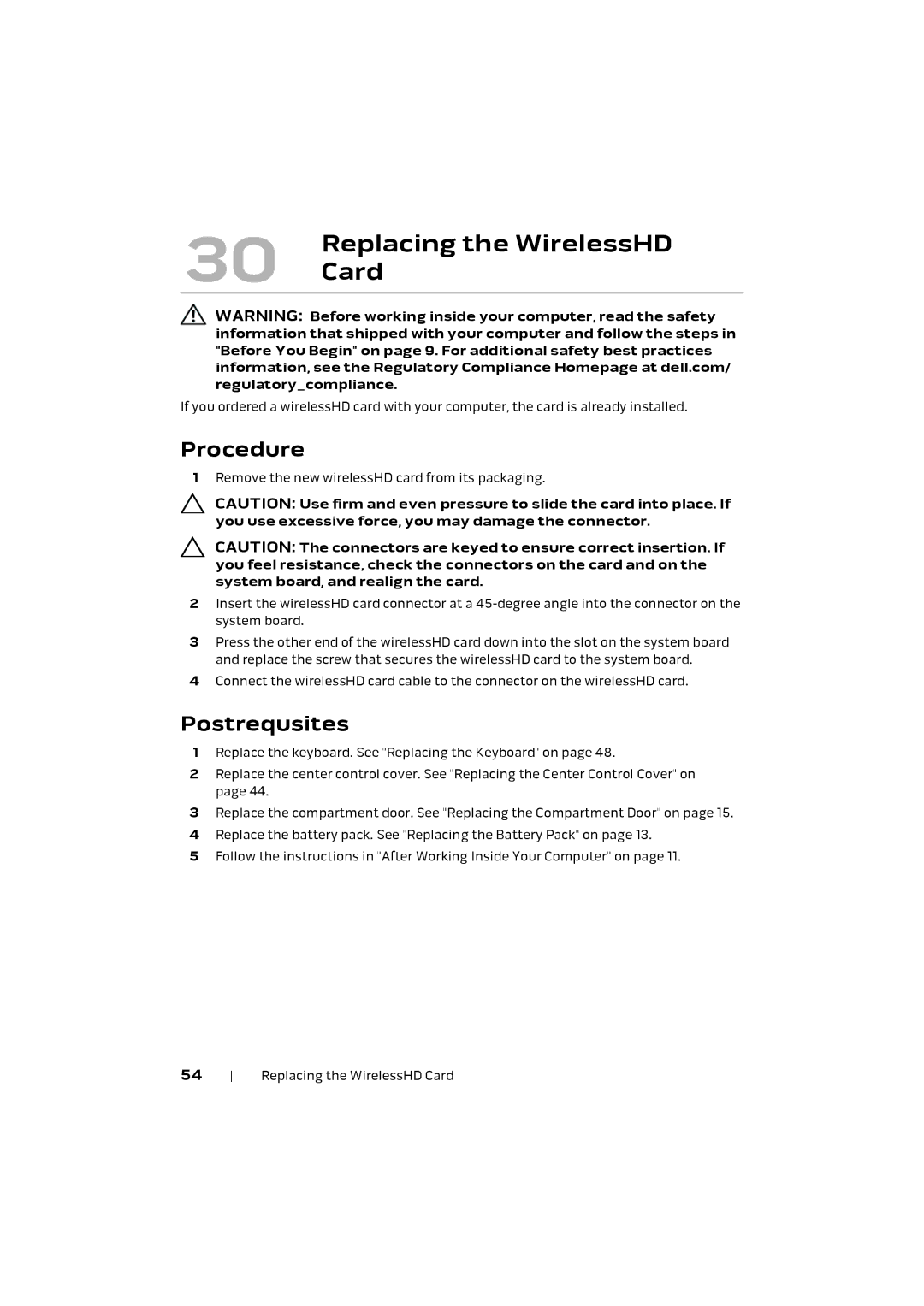 Alienware M17X R4 owner manual Replacing the WirelessHD 