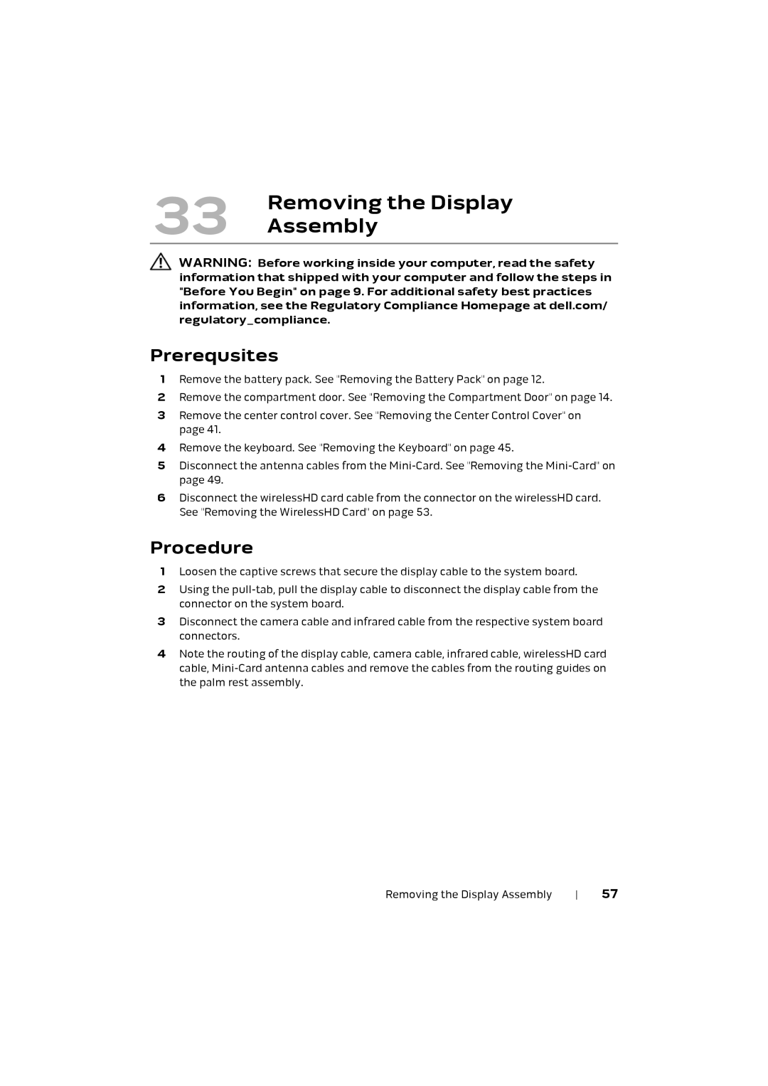 Alienware M17X R4 owner manual Removing the Display, Assembly 