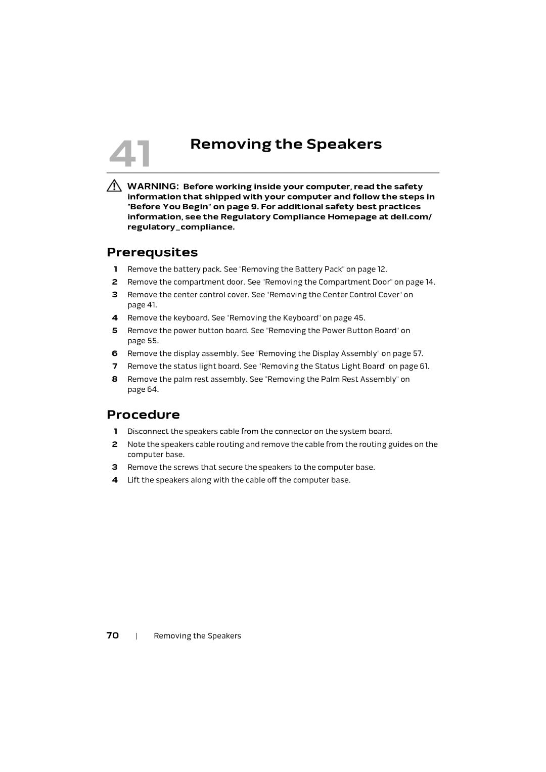 Alienware M17X R4 owner manual Removing the Speakers 