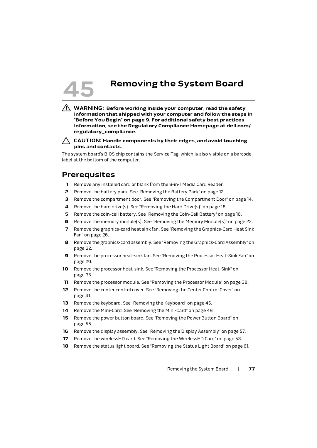 Alienware M17X R4 owner manual Removing the System Board 