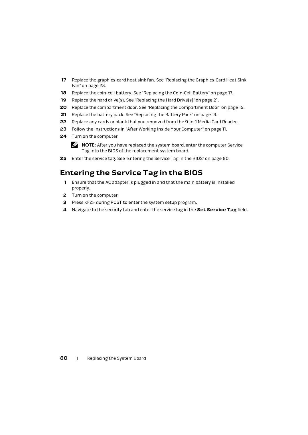 Alienware M17X R4 owner manual Entering the Service Tag in the Bios 