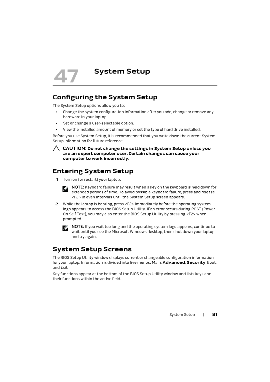 Alienware M17X R4 owner manual Configuring the System Setup 