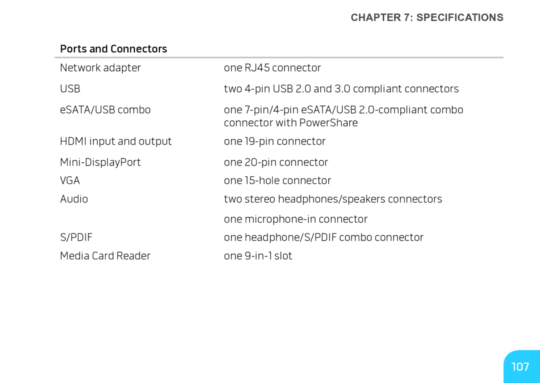 Alienware M17X manual 107, Usb 