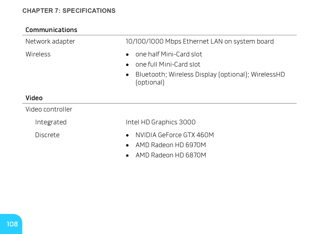 Alienware M17X manual 108 