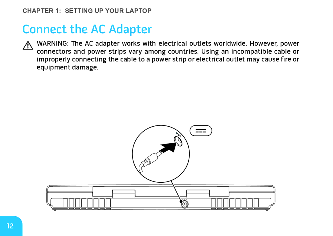 Alienware M17X manual Connect the AC Adapter 