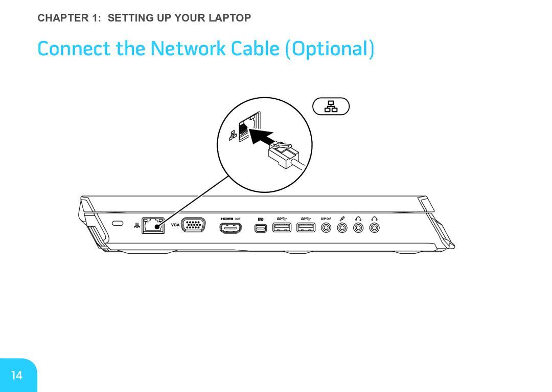 Alienware M17X manual Connect the Network Cable Optional 