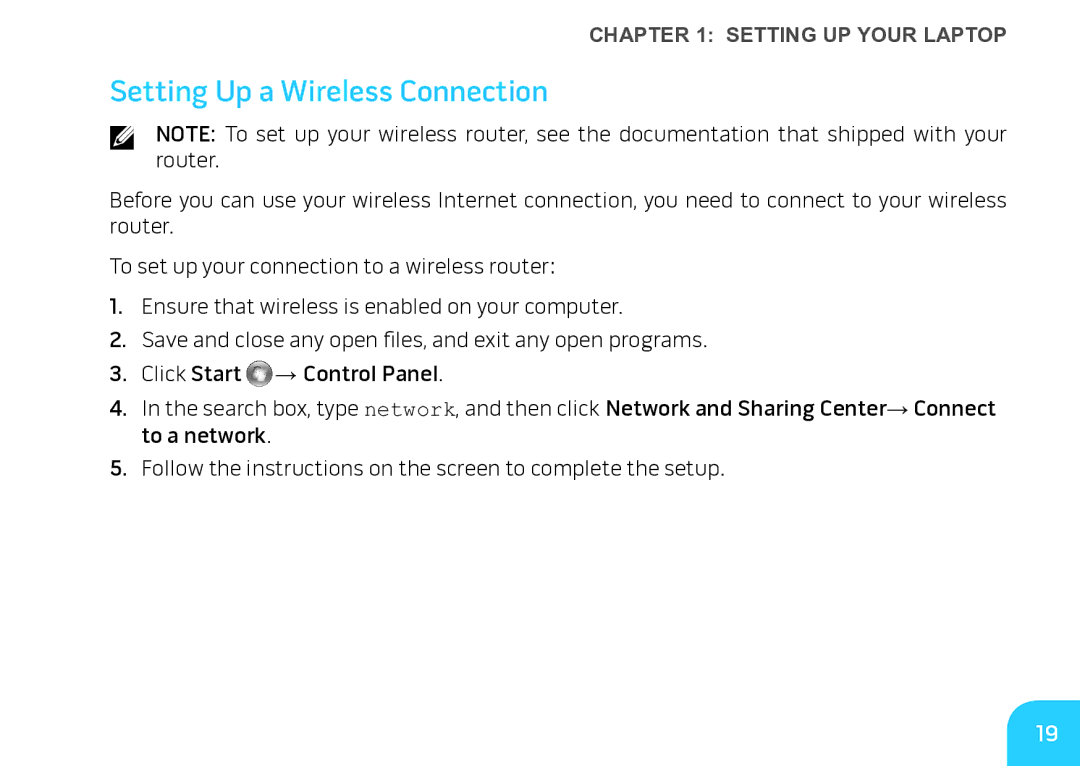 Alienware M17X manual Setting Up a Wireless Connection 