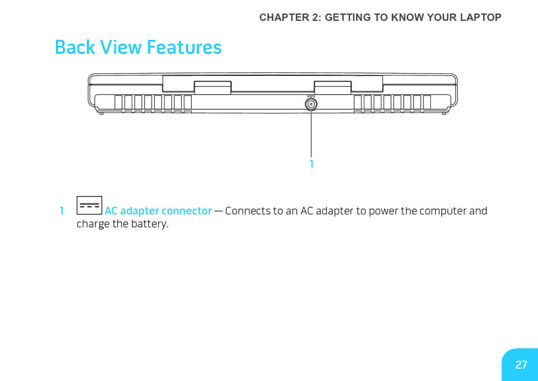 Alienware M17X manual Back View Features 